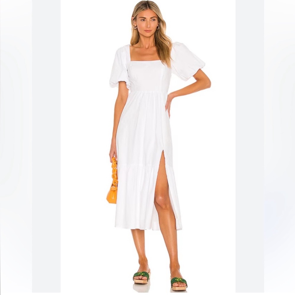 ASTR The Label Women's Poplin Puff Sleeve Tiered
White Midi Maxi Dress in Small